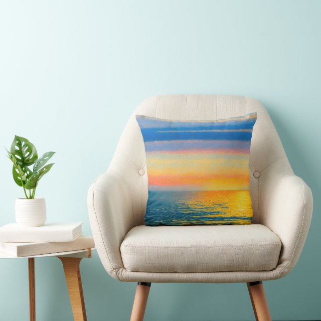Coussin Coucher de soleil de la mer d'Orange (Chaise)