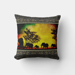 Coussin Coucher de soleil des éléphants