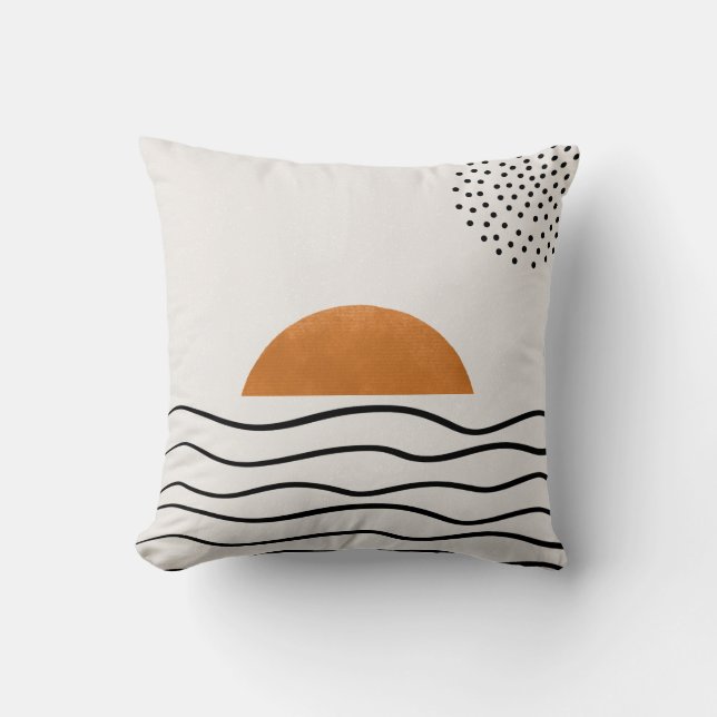 Coussin Coucher de soleil doré Abstrait Vagues d'océan Jeu (Recto)