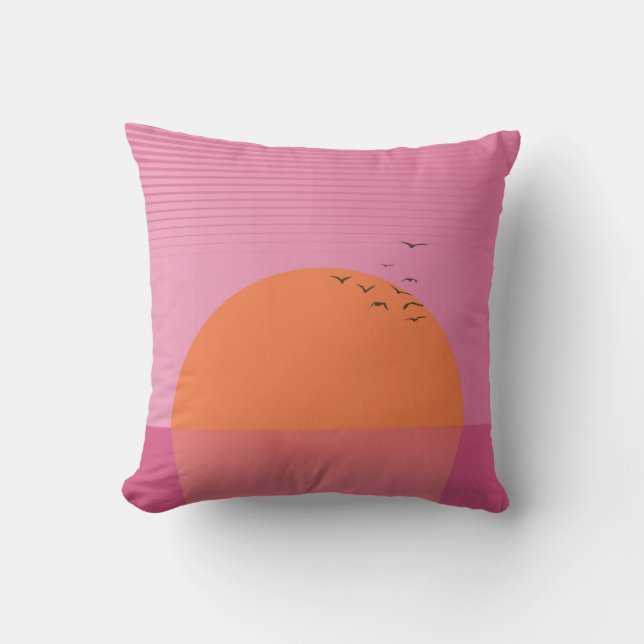 Coussin Coucher de soleil rétro (Recto)
