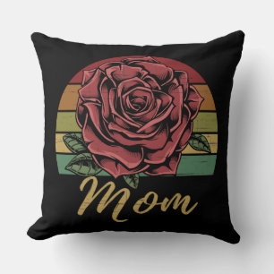 Coussin Coucher de soleil rétro déprimé Rose rouge maman