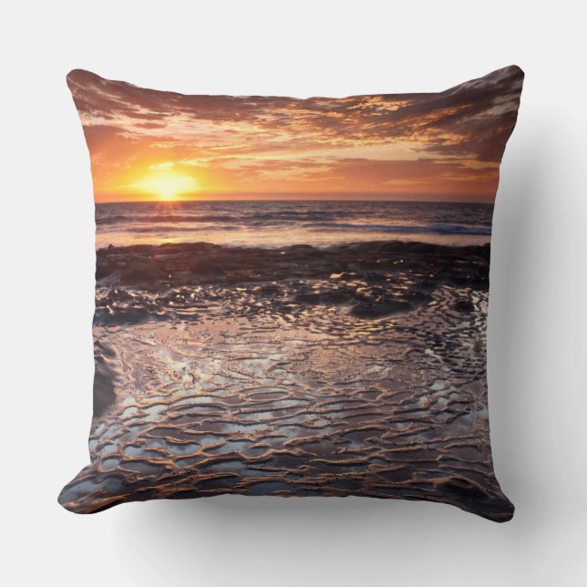 Coussin Coucher de soleil sur la plage, Californie (Recto)