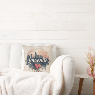 Coussin Coucher de soleil sur la ville de Louisville Kentu