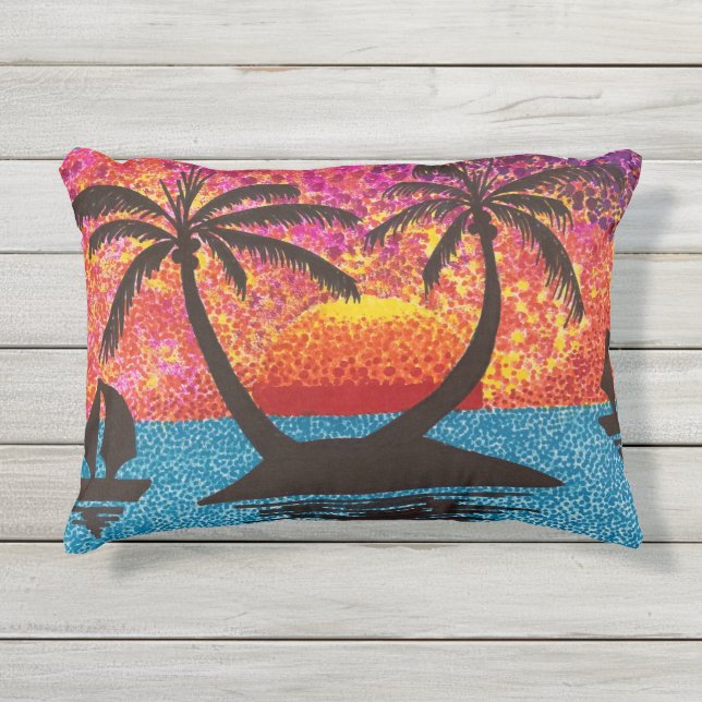 Coussin - Coucher de soleil sur l'île tropicale (Devant)