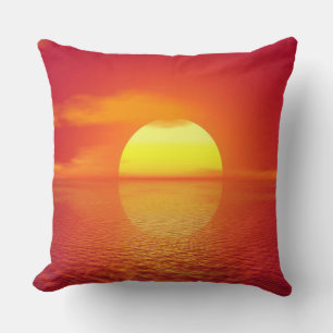 Coussin Coucher de soleil sur mer orange Calme Coucher de