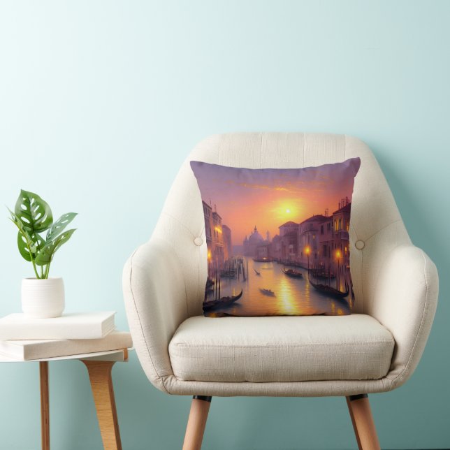 Coussin Coucher De Soleil Sur Un Art numérique Du Canal De (Chaise)