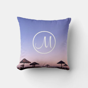 Coussin Coucher de soleil violet Photo de plage Californie