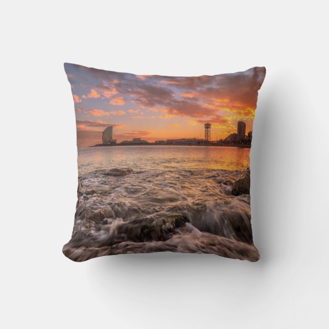 Coussin Coucher du soleil à Barcelone (Recto)