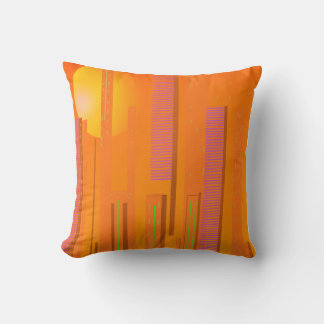 Coussin couchers de soleil sur une ville futuriste cyberpu