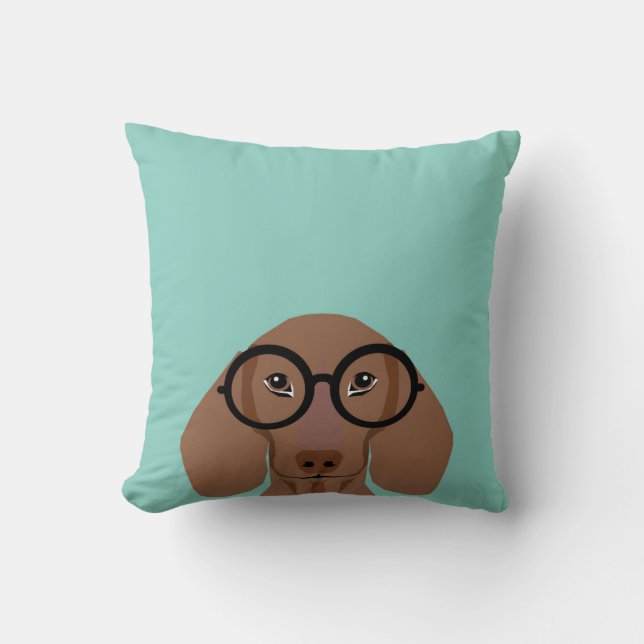 Coussin Coude Doxie avec lunettes de mode Hipster - Daschu (Recto)