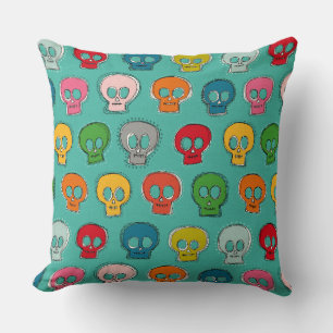 Coussin coudre crâne turquoise