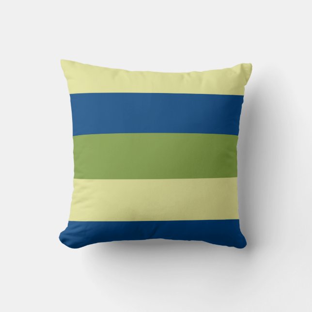 Coussin Couleur Bleu Vert clair Jaune Retro Bandes (Recto)