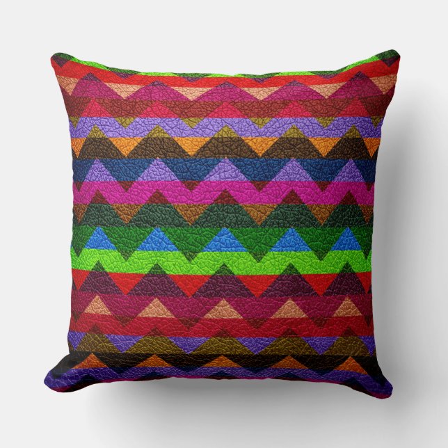 Coussin Couleur Chevron Stripes look Cuir (Recto)