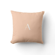 Coussin couleur d'abricot w Monogramme blanc