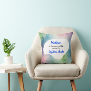Coussin Couleur d'aquarelle personnalisée, cadeau spécial