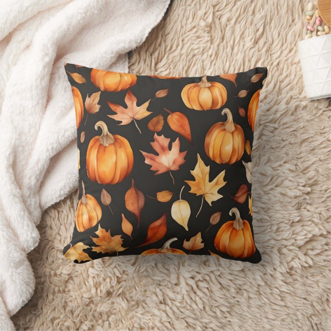 Coussin Couleur d'automne citrouille feuilles d'automne (Couverture)