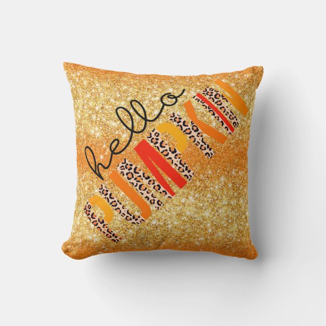 Coussin Couleur de la Personnaliser d'automne du Citrouill (Recto)