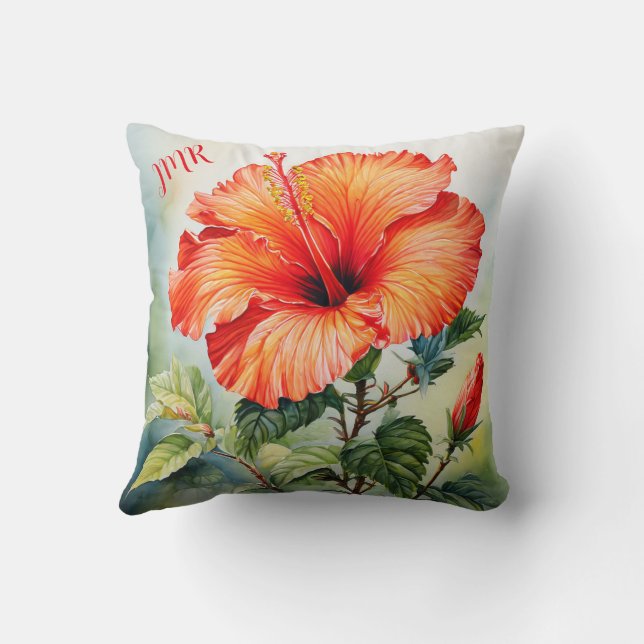 Coussin Couleur de l'eau Hibiscus personnalisée (Verso)