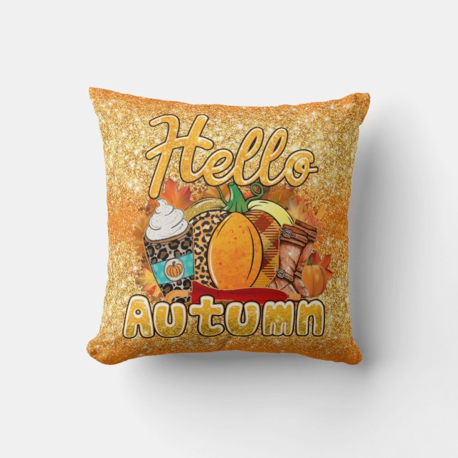 Coussin Couleur de Personnaliser d'automne Hello (Recto)
