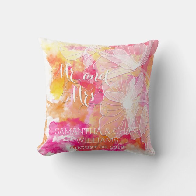 COUSSIN COULEUR D'EAU DU COUCHER DE SOLEIL FIERT HOLLYHOCK (Recto)