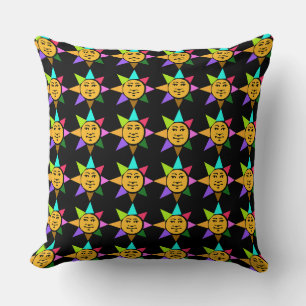 Coussin Couleur Motif de la face du soleil Jeu d'oreiller