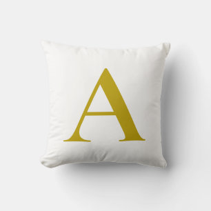 Coussin Couleur or Monogramme Initial Lettre Simple