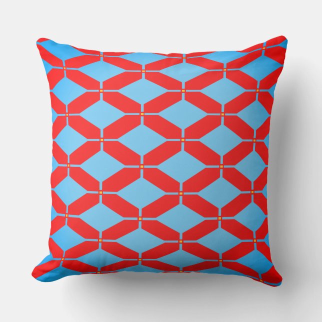Coussin Couleur orange rouge en formes polygonales (Recto)