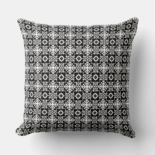 Coussin Couleur personnalisée du Motif géométrique noir et (Recto)