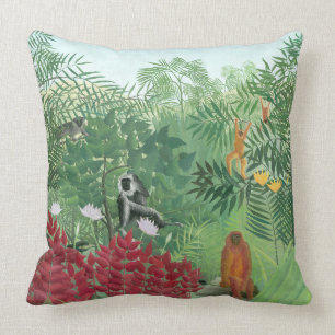 Coussin Couleur restaurée Henri Rousseau Monkey Jungle Art