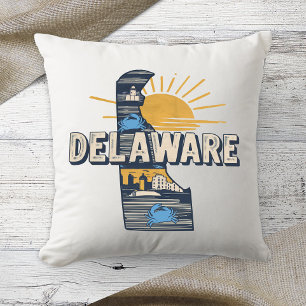 Coussin Couleur Rétro de l'État d'Accueil Delaware 