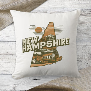 Coussin Couleur Rétro de l'État d'Accueil New Hampshire