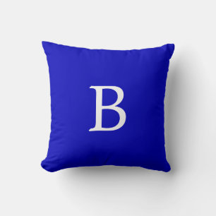 Coussin Couleur unie bleu cobalt avec monogramme
