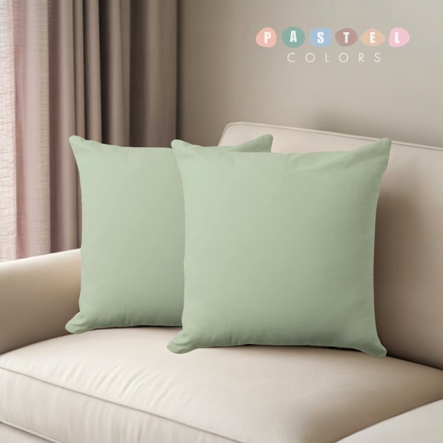 Coussin Couleur verte Moss Soft Pastel Sage (Solid Soft Light Pastel Sage Moss Green Color Throw Pillow)