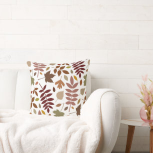 Coussin Couleurs d'automne en blanc pour les Feuilles tomb