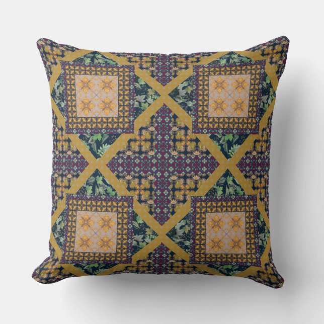 Coussin Couleurs d'automne | Paisley, Feuilles et baies (Recto)