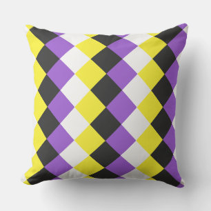 Coussin Couleurs de fierté non binaires à damiers motif