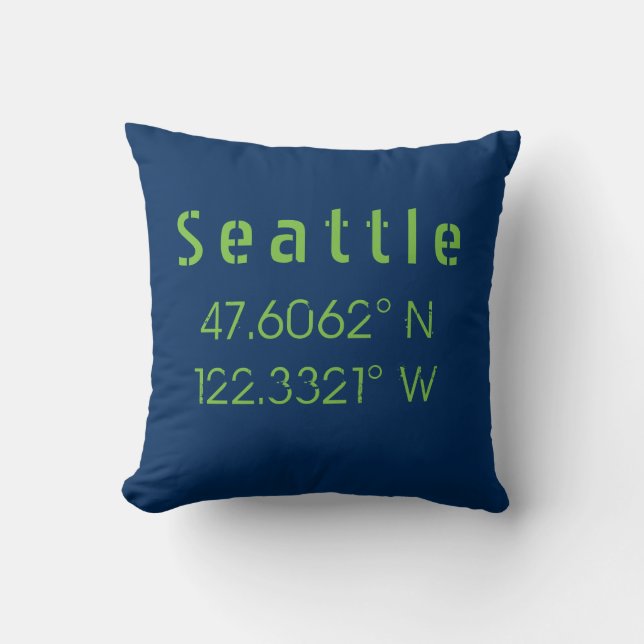 Coussin Couleurs de l'équipe Seattle Longitude Latitude (Recto)