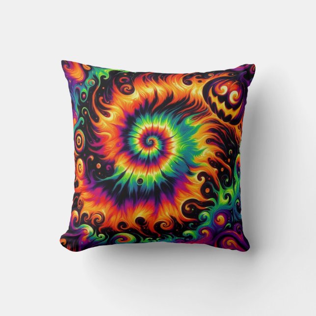 Coussin Couleurs d'Halloween et Citrouille amusant teint C (Recto)