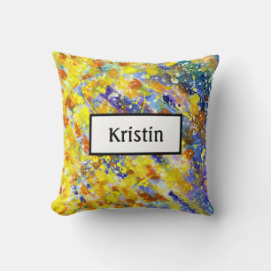 Coussin Couleurs vives en gras Monogramme Abstrait