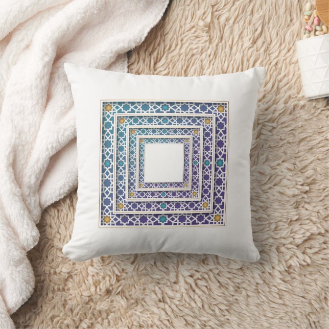 Coussin Couleurs vives et géométriques motif bleu, violet, (Couverture)