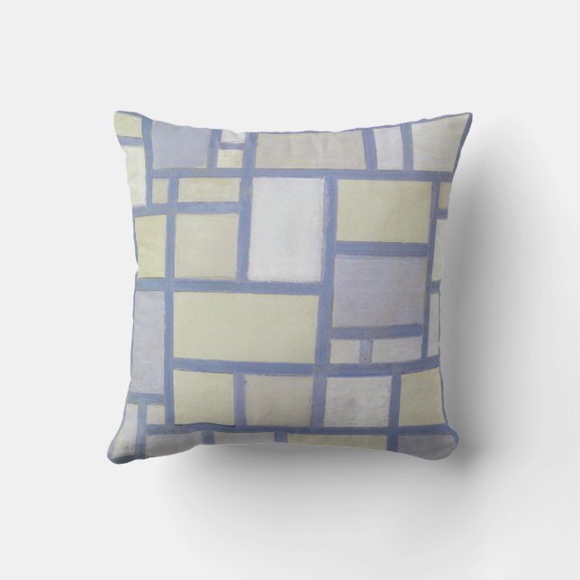 Coussin Couleurs vives Lignes gris | Piet Mondrian | (Verso)