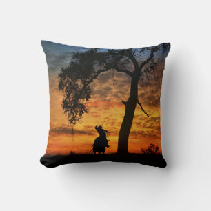 Coussin Country Western Cowboy Roping avec cheval