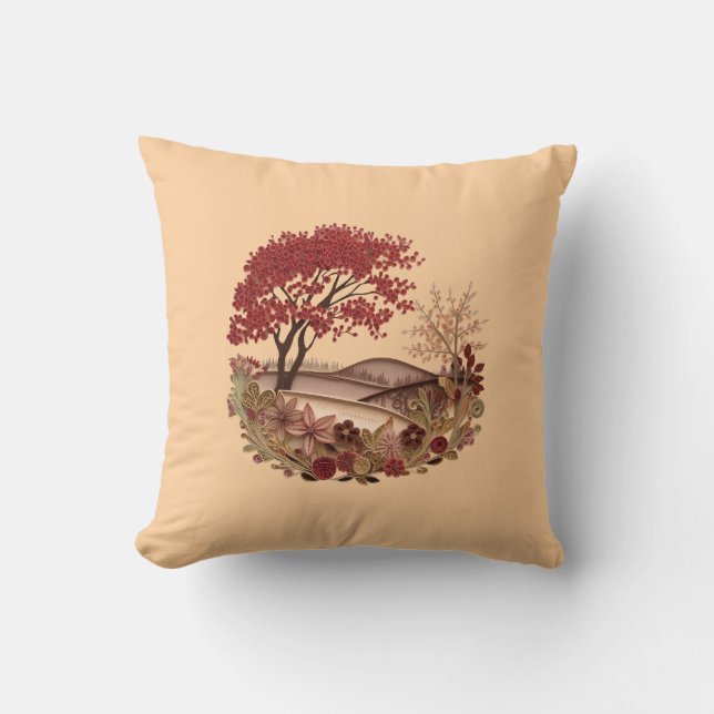 Coussin Countryside in the Autumn Quilling effect design (Recto)