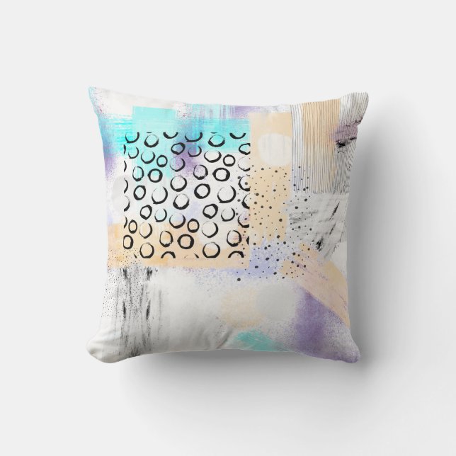 Coussin coup de peinture artistique abstrait et ludique (Recto)