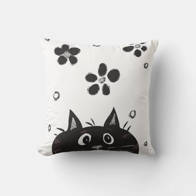 Coussin Coup d'oeil mignon un carreau de chat de huer (Recto)