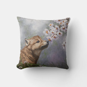 Coussin Coupe et fleurs de loup gris mignonne pour bébé