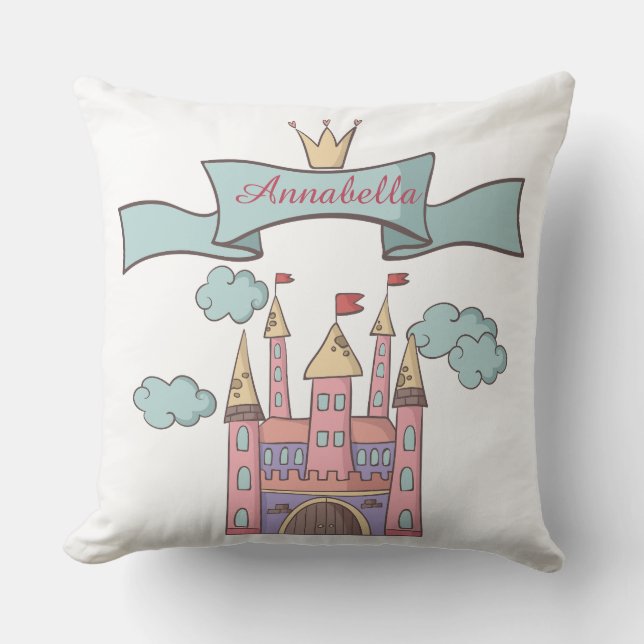 Coussin Coupe rose Fairy Tale Princess Castle Nom personna (Recto)