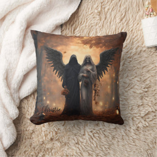 Coussin Couple d'Ange Sombre Gothique