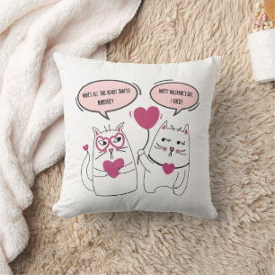 Coussin Couple de chats sarcastiques et drôles pour la Sai