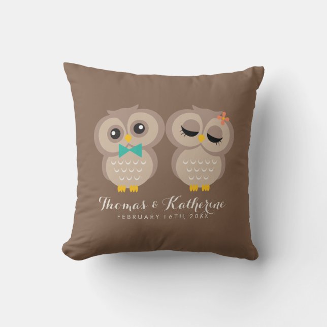 Coussin Couple de Chouette adorable (Recto)